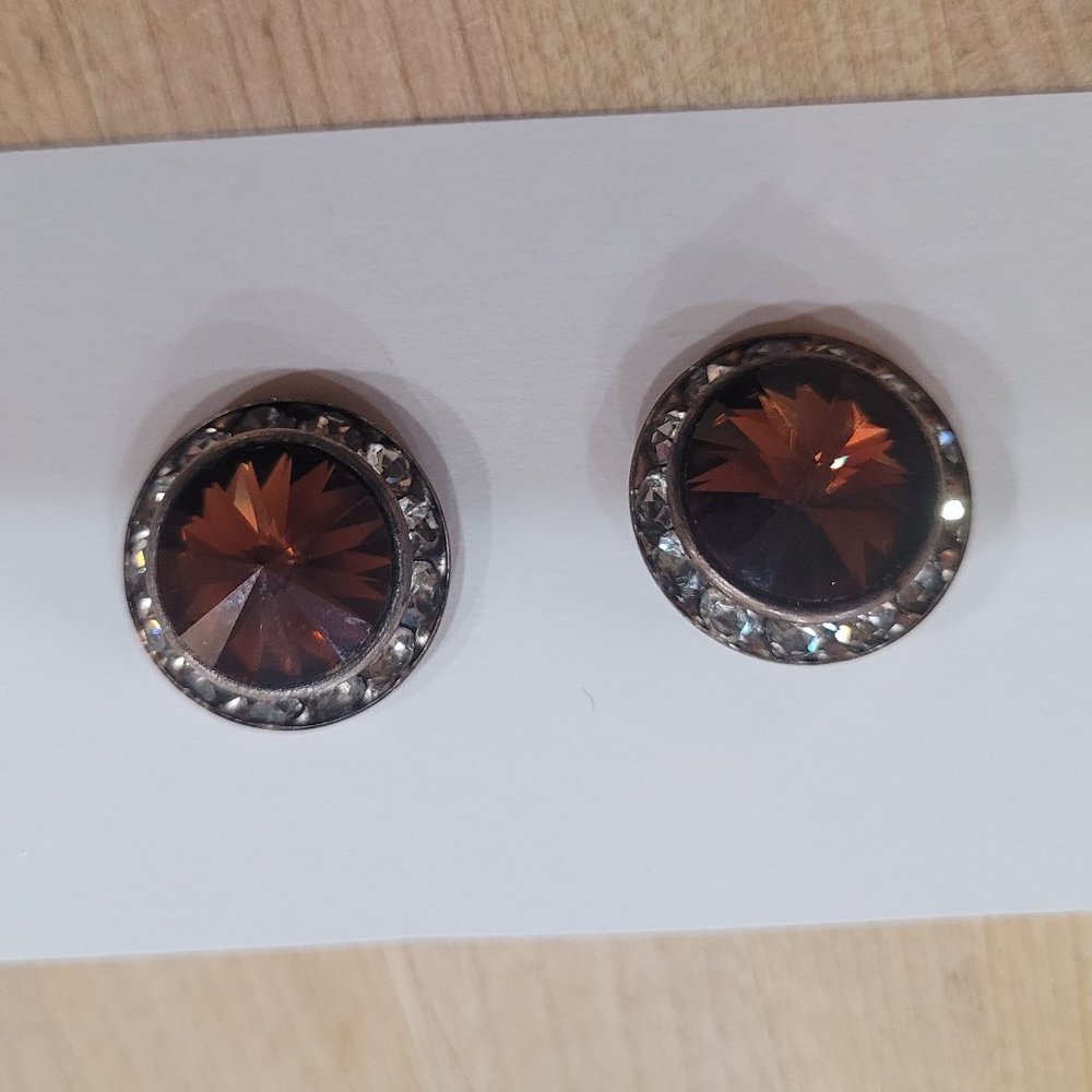 Vintage Amber Swarovski Post Earrings